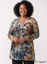 Long Sleeve A-Line Tunic (B-2401-MSH) T09065-Midnight Forest Oker