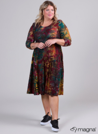 Long A-Line Tuniek-Dress (C-2130-MSH) U51038-Fall Leaves Green-Red