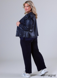 Kort Leather Look Puff Shoulder Jacket (K-2401-LL) 017-Navy