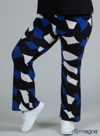 Relaxed Pocket Flared Pants (D-2403-PRINT) V75060-Diamond Blocks  Blue