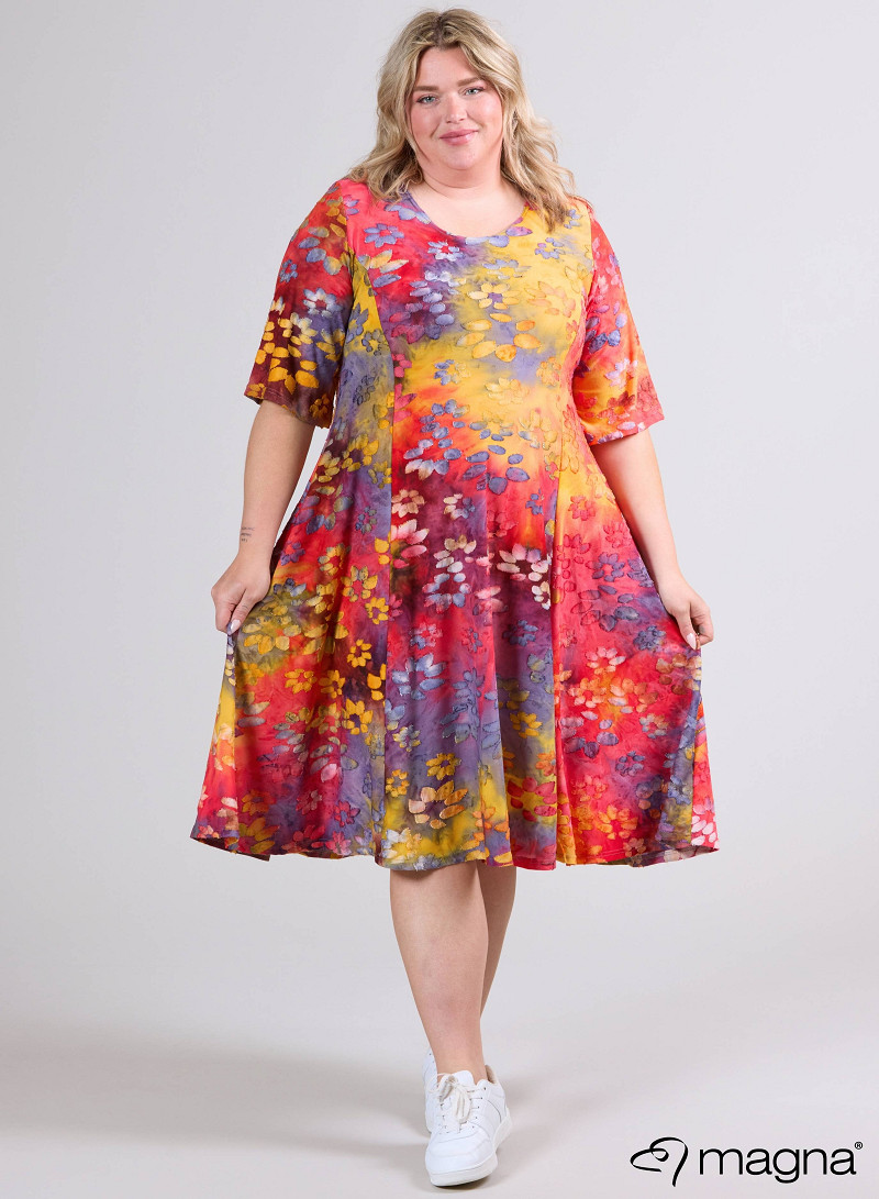 Long A-Line Dress (C-2513-MSH) T76076-Daisy Design Red-Yellow