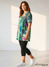 Short Sleeve A-lijn Shirt (B-9004-PRINT) T21058-Flower Jungle Green
