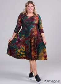 Long A-Line Tuniek-Dress (C-2130-MSH) U51038-Fall Leaves Green-Red