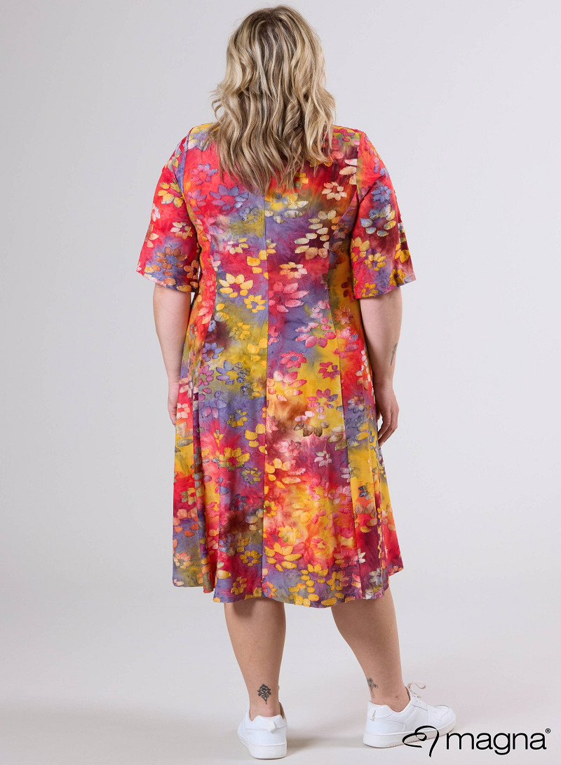 Long A-Line Dress (C-2513-MSH) T76076-Daisy Design Red-Yellow