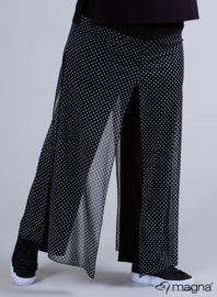 Broek Basic met chiffon laag(D-4003-PR) 001001-Polka Dot BW