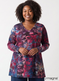 Long Sleeve A-Line Tunic (B-2401-MSH) T09032-Midnight Forest Wine Red