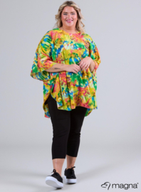 Poncho WINGS chiffon print (M-0004-CHP) V09076-Art Yellow-Green