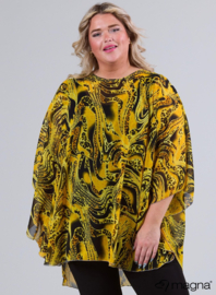 Poncho WINGS chiffon print (M-0004-CHP) V00076-Animal Yellow-Black