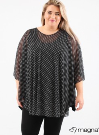 Poncho WINGS chiffon print (M-0004-CHPR) 001001-BW Polka Dots