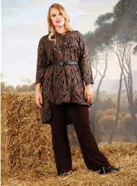 Buttoned Tunic (ME-TU-1005) Z26064-Zebra Dark Brown