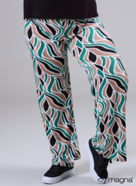 Broek Basic (D-03-PR) U96038-Abstract Leaves Sand/Green