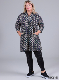 Tuniek met zakken (C-9003-LVIS-print) U82038-Retro Mozaic Green/Purple