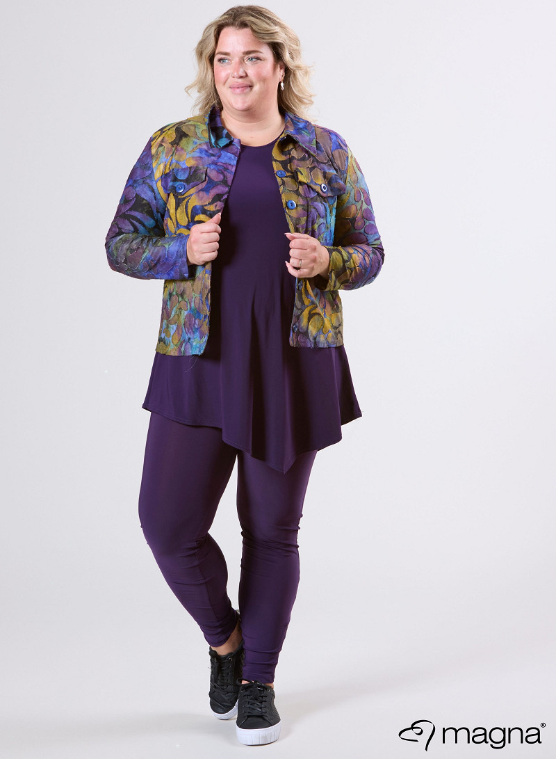 Jaquard Button Jacket (K-2402-MSH) T87059-Drop Shapes Purple
