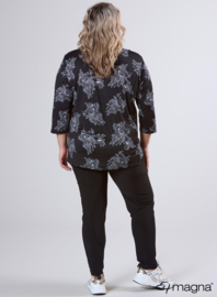 Comfy Button Flap Tunic (C-2504-PRINT) U34001-Flowers Sketch BW