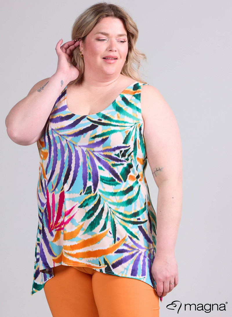A-Top (A26-PRINT) - T90019-Summer Jungle Orange-Purple