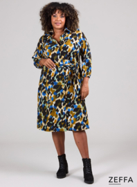 Belt Dress (ZF-DR-1006-PRT) Z06060-Animal Blue