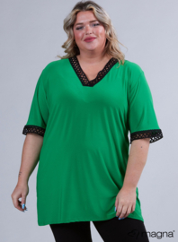 Wide Lace Detail A-Line Shirt (B-2423) 058SQR-Magenta Square
