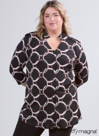 Button Tunic V-Shaped Neckline (C-2506-PR) U38001-Ring Black