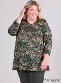 Long Sleeve A-Line Tunic (B-2401-HVP) T45031-Animal Leaf Green-Taupe