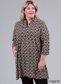 Tuniek met zakken (C-9003-LVIS-print) U82031-Retro Mozaic Khaki/Rust