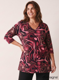 Lange basic shirt (B-6004-PRINT) T10032-Fluid Design Wine Red