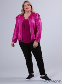 Kort Leather Look Puff Shoulder Jacket (K-2401-LL) 056-Magenta
