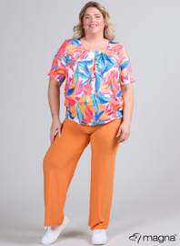 Short Sleeve Puffy Shirt (B-8018-PRINT) U11060-Jungle Blue-Orange