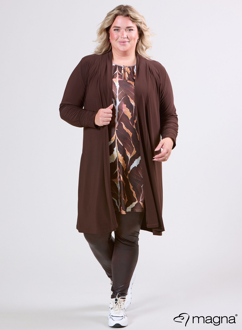 Open Front Loose Cardigan (N-2201) 064-Brown