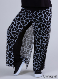 Broek Basic met chiffon laag(D-4003-PR) 199001-Geometric BW
