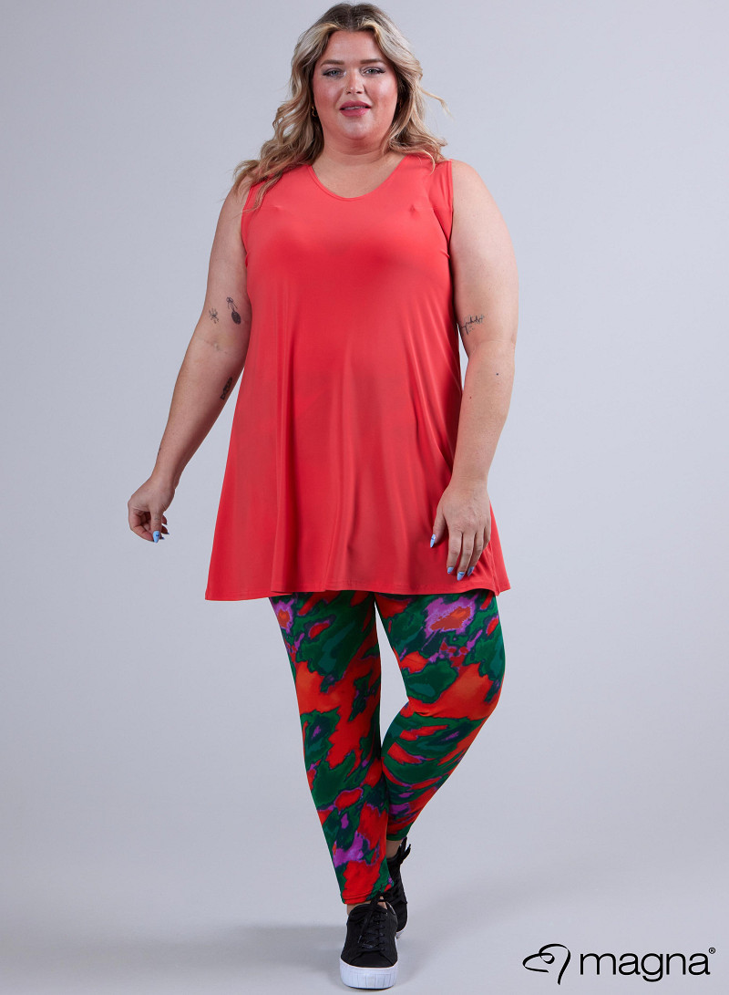 A-Line Sleeveless tunic/top (A-2302-SOLID) 066-Coral