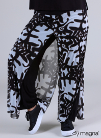 Broek Basic met chiffon laag(D-4003-PR) 202001-Big Leaves BW