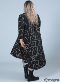 High Low A-Line Dress (C-2213-PR) X77001-Geo Lines BW