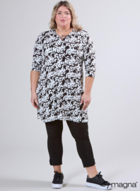 Relaxed V-Strap tunic (C-2320-VP) U19001-Small Leaves Black-White