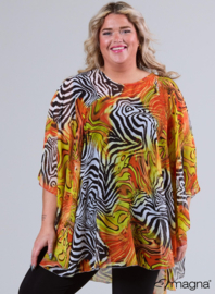 Poncho WINGS chiffon print (M-0004-CHP) V07019-Zebra Orange