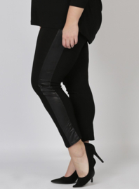 Legging Side Leather Look Stripe (F-0037) 001-Zwart