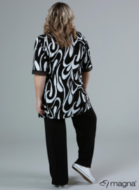 Wide Lace Detail A-Line Shirt (B-2423-VP) V710001-Swirl Black-White