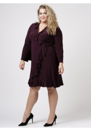 Wikkel Tuniek-Jurk  met rouche (N-8006) 026-Aubergine