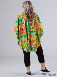 Poncho WINGS chiffon print (M-0004-CHP) V09076-Art Yellow-Green