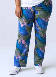 Broek Basic (D-03-PRINT) T34071-Swirl Green-Blue