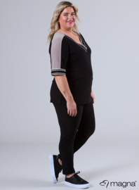 V-Neck Wide Trim Shirt (B-2422) V16001-Middel Wide Black