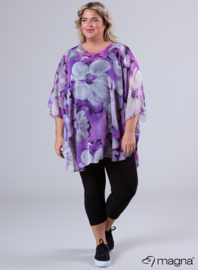 Poncho WINGS chiffon print (M-0004-CHP) V06021-Big Flower Purple