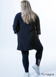 V-nek tuniek met print afwerking langs hals en mouwen (C-2220) 017-Marine
