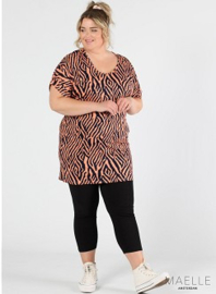 Oversized Shirt (ME-TU-1015) Y02066-Graphical Zebra Coral
