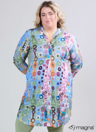A-Line Long Pocket Tunic (C-2217-PR) T41071-Wall Deco Blue-Pink