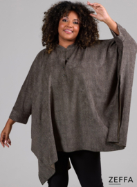 Oversized Tuniek/Ponncho (ZF-PO-1002-HVPK)  U64061-Herringbone Taupe