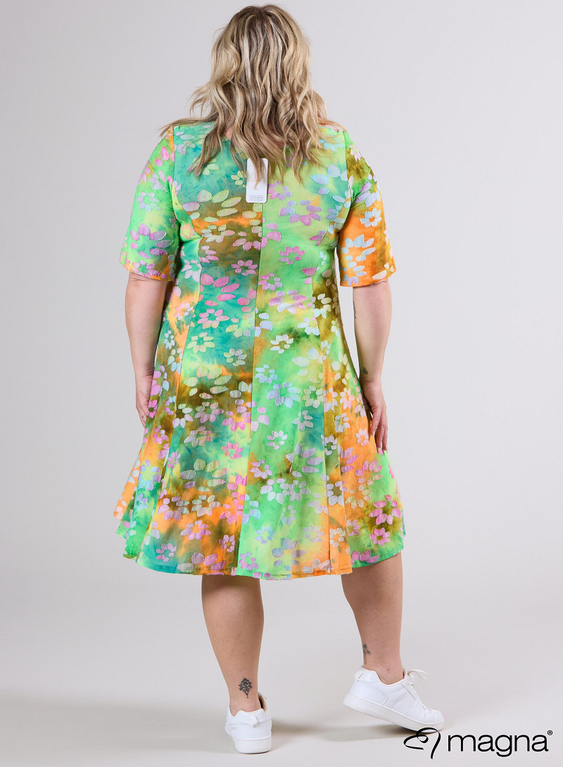 Long A-Line Dress (C-2513-MSH) T76008-Daisy Design Orange-Pink-Lime