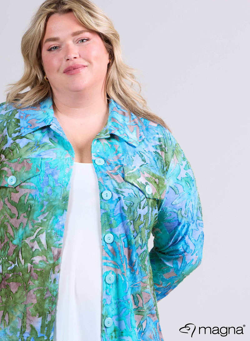 Jaquard Button Jacket (K-2402-MSH) T850051-Bush Aqua