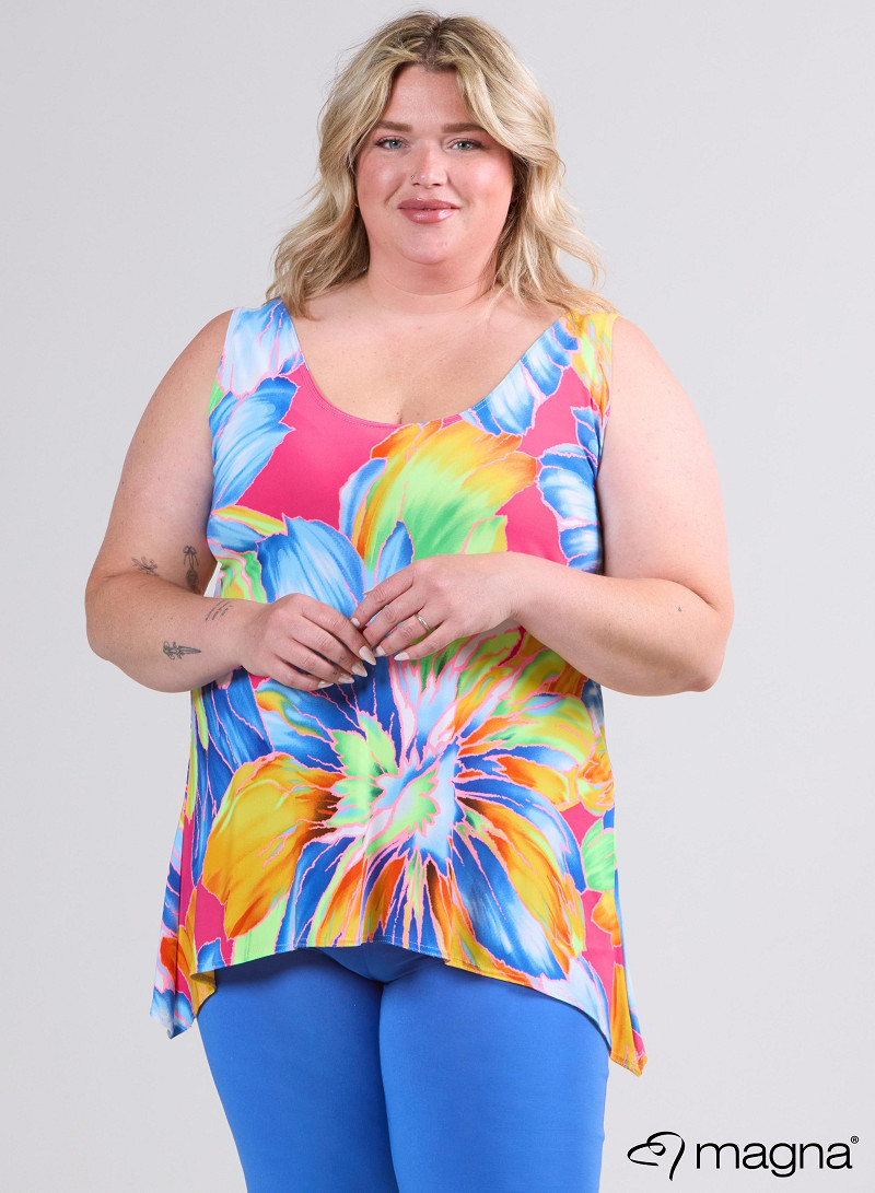 A-Top (A26-PRINT) - T75071-Neon Flowers Blue-Orange