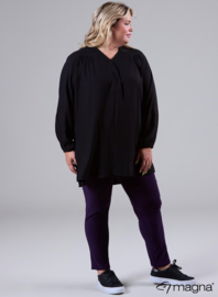 Trim Blouse (B-2424-LVS) 001-Zwart