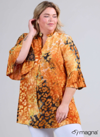 Flared Sleeves Relaxed Tunic (C-2503-MSH) U15019-Leopard Orange